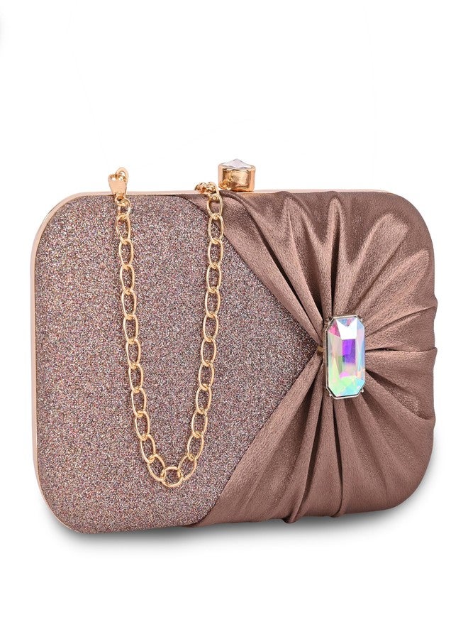ADISA Studded formal party clutch with gold chain for women and girls (CL107-COP) - Image 1